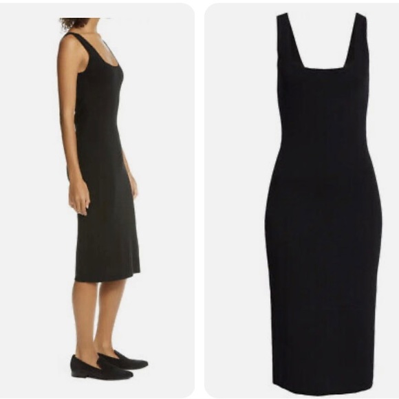 Vince black square neck midi dress (wool) - Picture 1 of 5